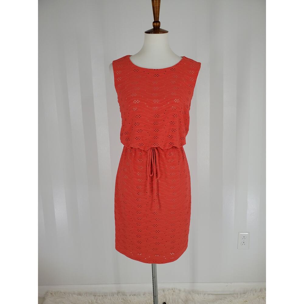 ENFOCUS STUDIO Women's Dark Coral Fit & Flare Sleeveless Dress Sz 4